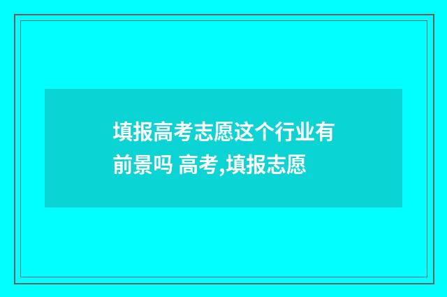 填报高考志愿这个行业有前景吗 高考,填报志愿