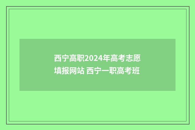 西宁高职2024年高考志愿填报网站 西宁一职高考班