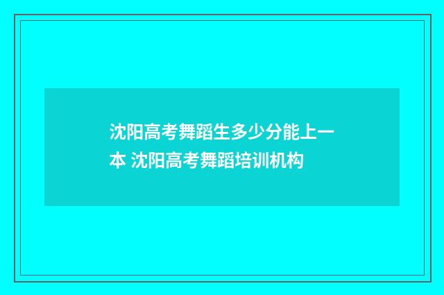 沈阳高考舞蹈生多少分能上一本 沈阳高考舞蹈培训机构