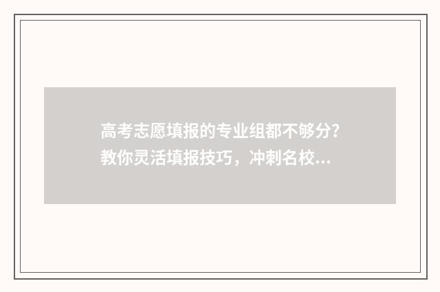 高考志愿填报的专业组都不够分？教你灵活填报技巧，冲刺名校！ 高考志愿填报志愿表