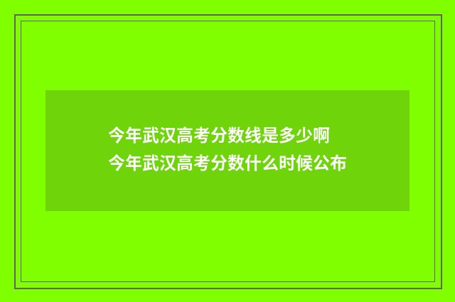 今年武汉高考分数线是多少啊 今年武汉高考分数什么时候公布