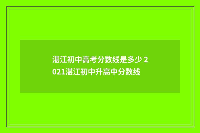 湛江初中高考分数线是多少 2021湛江初中升高中分数线