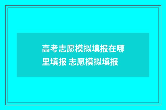 高考志愿模拟填报在哪里填报 志愿模拟填报