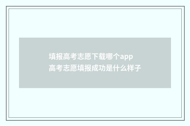 填报高考志愿下载哪个app 高考志愿填报成功是什么样子