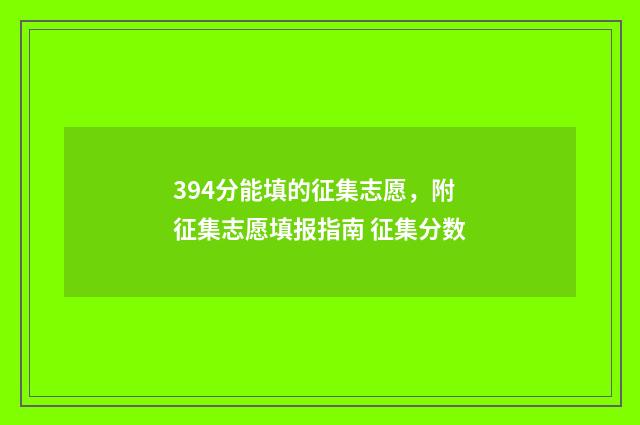 394分能填的征集志愿，附征集志愿填报指南 征集分数