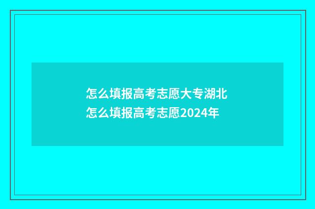 怎么填报高考志愿大专湖北 怎么填报高考志愿2024年