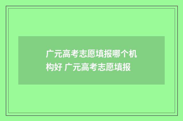 广元高考志愿填报哪个机构好 广元高考志愿填报
