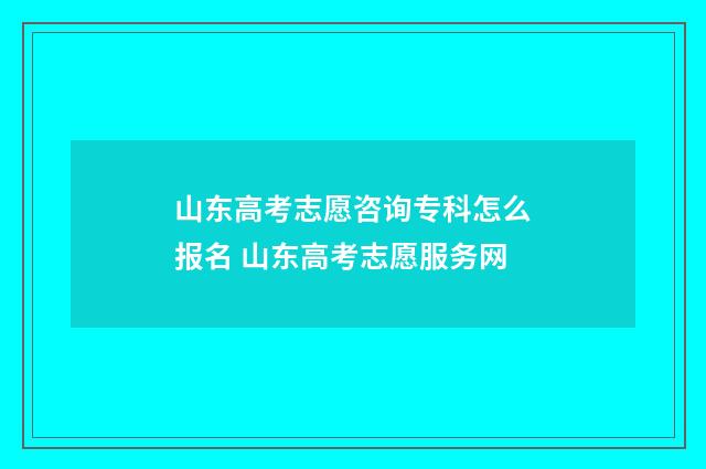 山东高考志愿咨询专科怎么报名 山东高考志愿服务网
