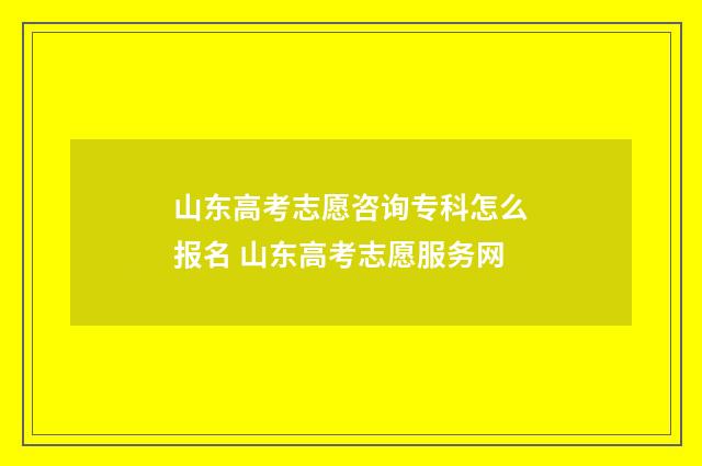 山东高考志愿咨询专科怎么报名 山东高考志愿服务网