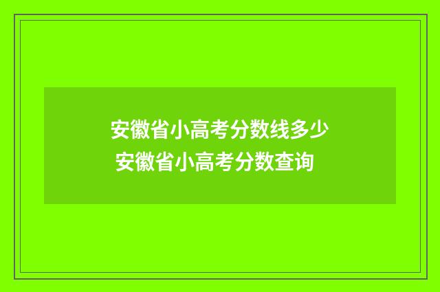 安徽省小高考分数线多少 安徽省小高考分数查询