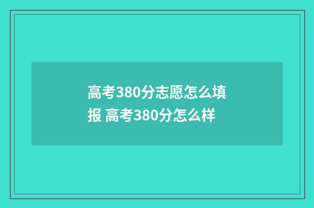 高考380分志愿怎么填报 高考380分怎么样