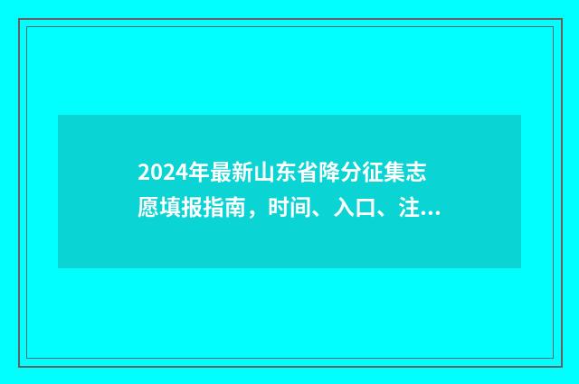 2024年最新山东省降分征集志愿填报指南，时间、入口、注意事项全解析 2024年最新山东通缉令公告