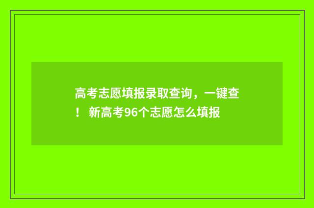 高考志愿填报录取查询，一键查！ 新高考96个志愿怎么填报