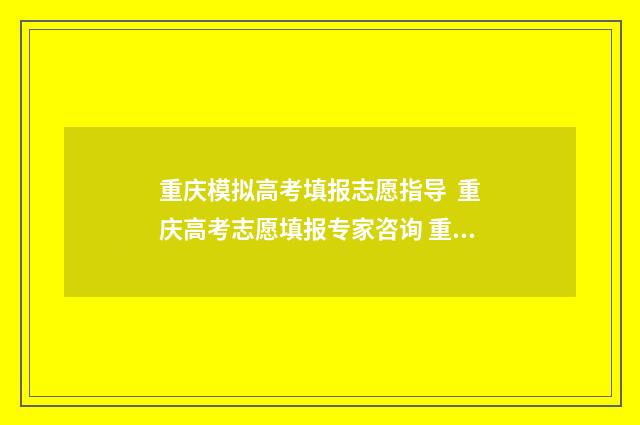 重庆模拟高考填报志愿指导  重庆高考志愿填报专家咨询 重庆模拟高考志愿系统
