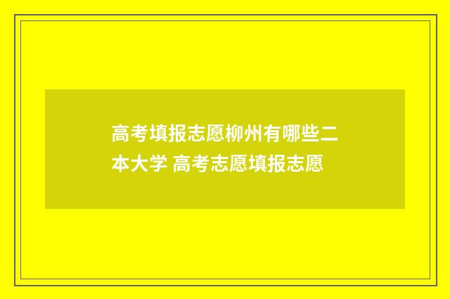 高考填报志愿柳州有哪些二本大学 高考志愿填报志愿