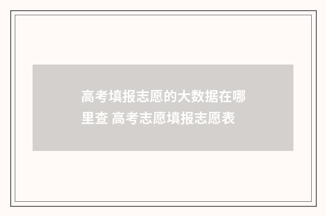 高考填报志愿的大数据在哪里查 高考志愿填报志愿表