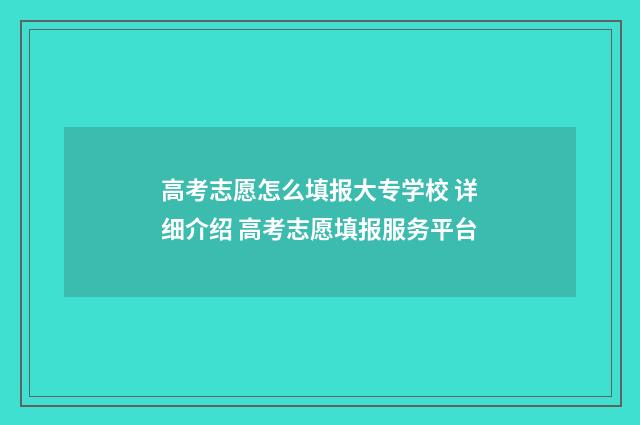 高考志愿怎么填报大专学校 详细介绍 高考志愿填报服务平台