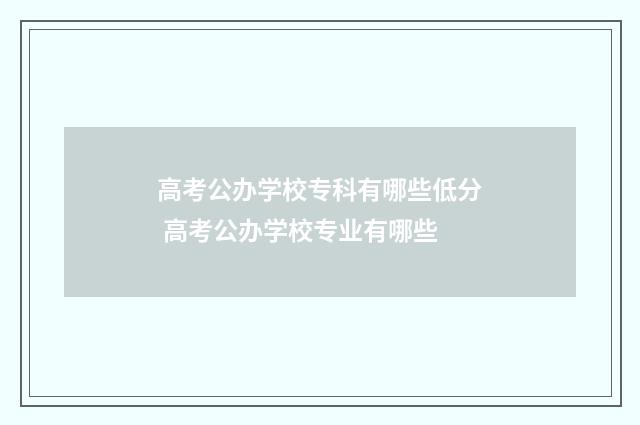 高考公办学校专科有哪些低分 高考公办学校专业有哪些
