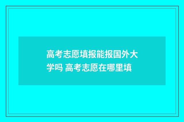 高考志愿填报能报国外大学吗 高考志愿在哪里填