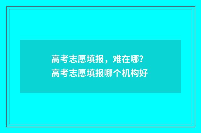 高考志愿填报，难在哪？ 高考志愿填报哪个机构好