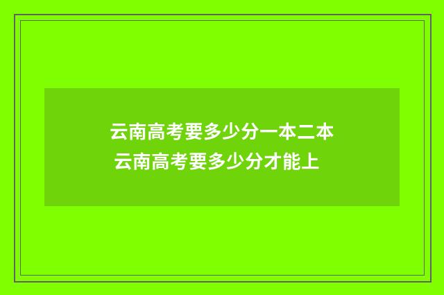 云南高考要多少分一本二本 云南高考要多少分才能上