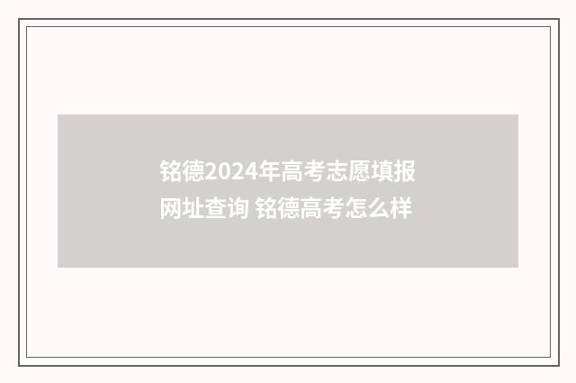 铭德2024年高考志愿填报网址查询 铭德高考怎么样