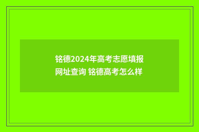 铭德2024年高考志愿填报网址查询 铭德高考怎么样