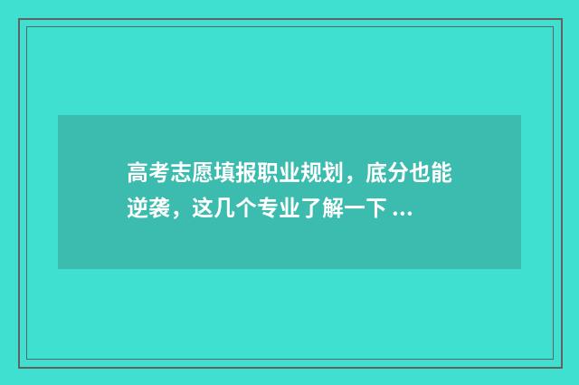 高考志愿填报职业规划,底分也能逆袭,这几个专业了解一下 高考志愿填报职业定义肤浅化