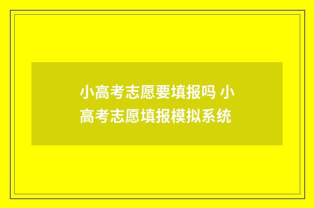 小高考志愿要填报吗 小高考志愿填报模拟系统