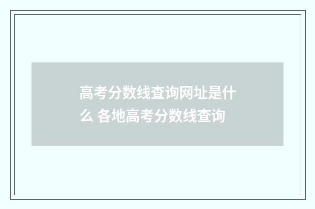 高考分数线查询网址是什么 各地高考分数线查询