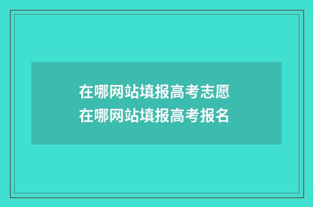 在哪网站填报高考志愿 在哪网站填报高考报名