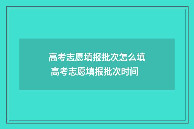 高考志愿填报批次怎么填 高考志愿填报批次时间