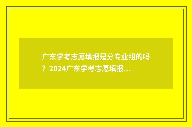 广东学考志愿填报是分专业组的吗？2024广东学考志愿填报填专业组还是院校组 广东学考志愿填报表格