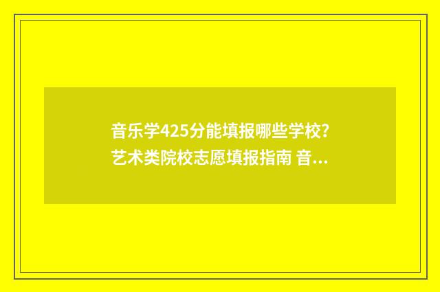 音乐学425分能填报哪些学校？艺术类院校志愿填报指南 音乐专业244分能上的学校