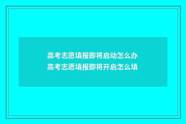 高考志愿填报即将启动怎么办 高考志愿填报即将开启怎么填