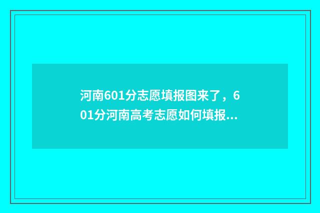 河南601分志愿填报图来了，601分河南高考志愿如何填报 河南高考603分