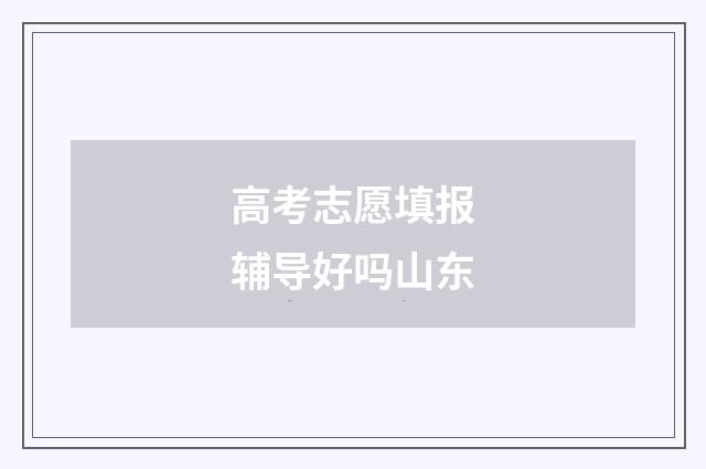 高考志愿填报辅导好吗山东