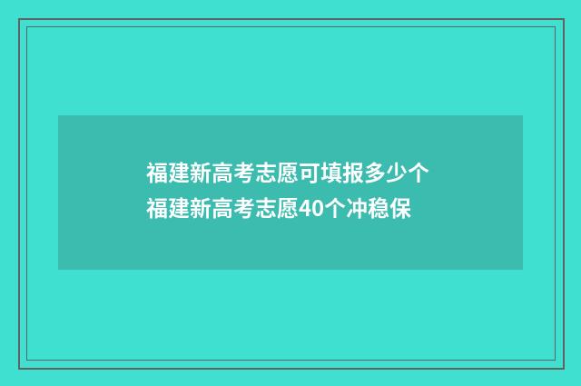 福建新高考志愿可填报多少个 福建新高考志愿40个冲稳保