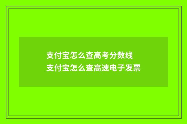 支付宝怎么查高考分数线 支付宝怎么查高速电子发票