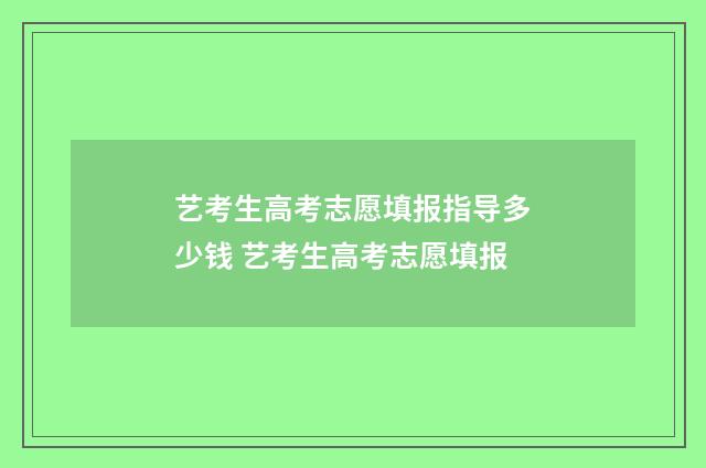 艺考生高考志愿填报指导多少钱 艺考生高考志愿填报
