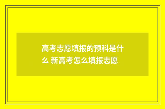 高考志愿填报的预科是什么 新高考怎么填报志愿