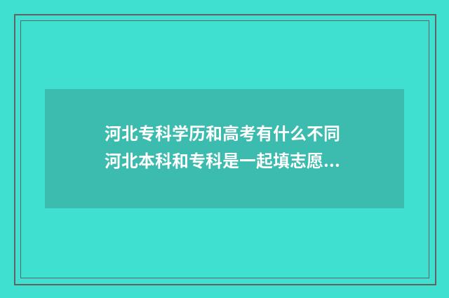 河北专科学历和高考有什么不同 河北本科和专科是一起填志愿吗