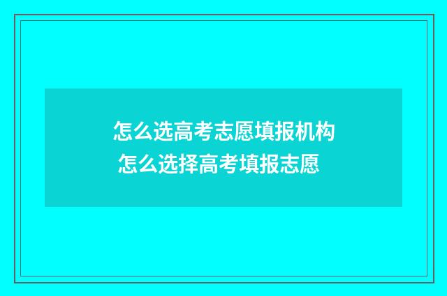 怎么选高考志愿填报机构 怎么选择高考填报志愿