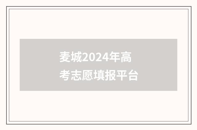 麦城2024年高考志愿填报平台
