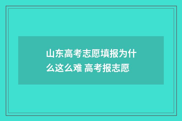 山东高考志愿填报为什么这么难 高考报志愿