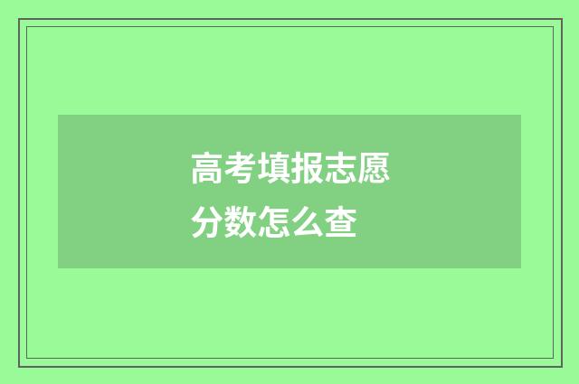 高考填报志愿分数怎么查