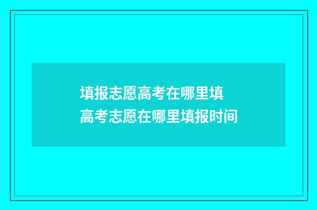 填报志愿高考在哪里填 高考志愿在哪里填报时间