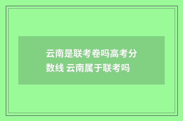 云南是联考卷吗高考分数线 云南属于联考吗