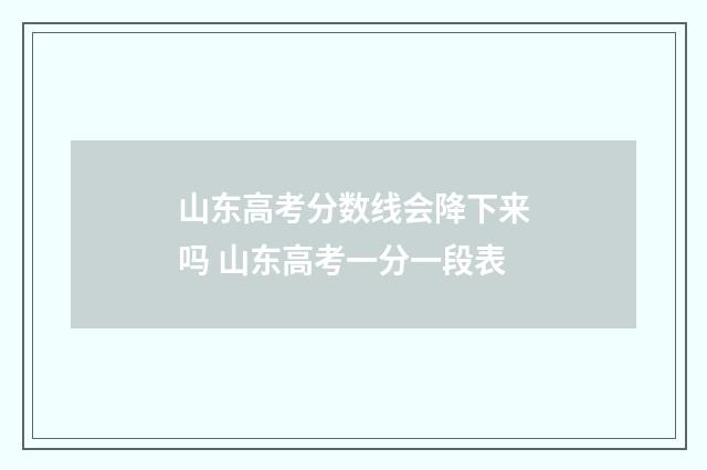 山东高考分数线会降下来吗 山东高考一分一段表
