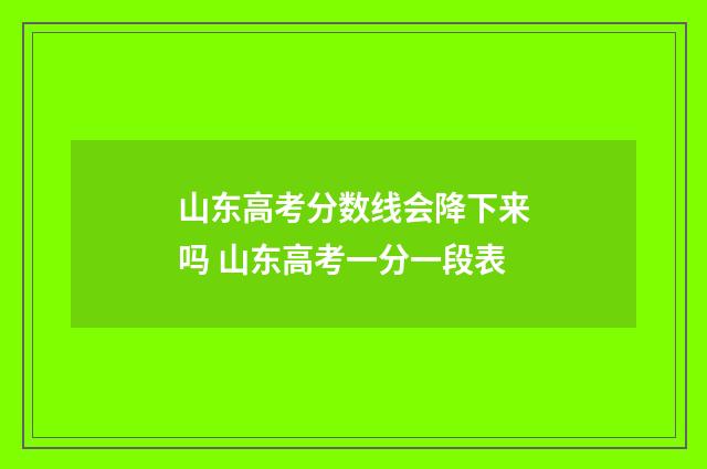 山东高考分数线会降下来吗 山东高考一分一段表